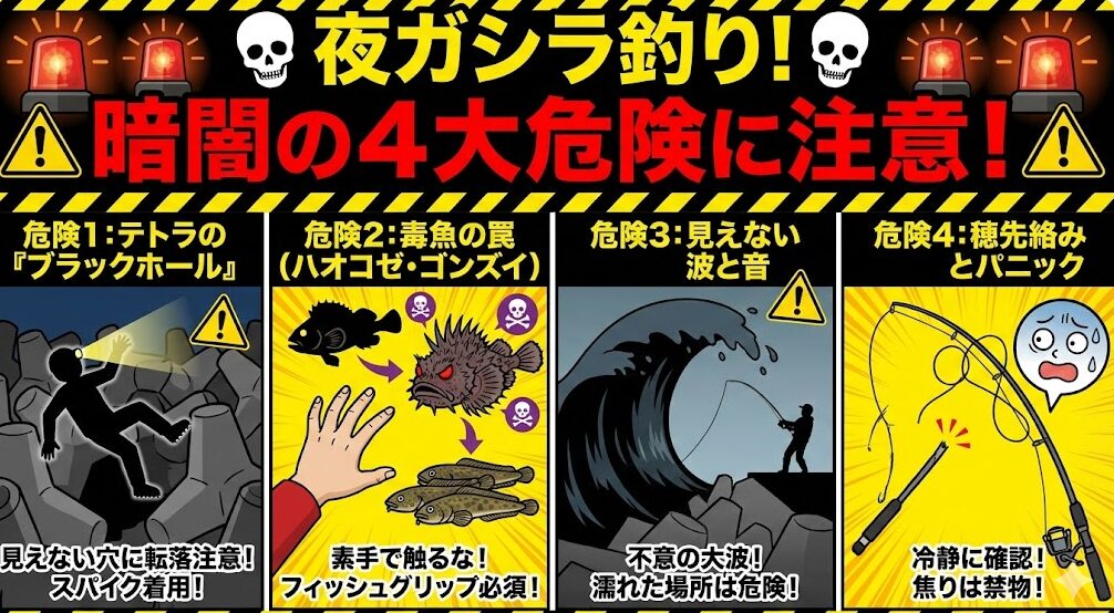 【夜釣り】ガシラ（カサゴ）狙いはここに注意！暗闇に潜む「4つの危険」と命を守る回避術.釣太郎