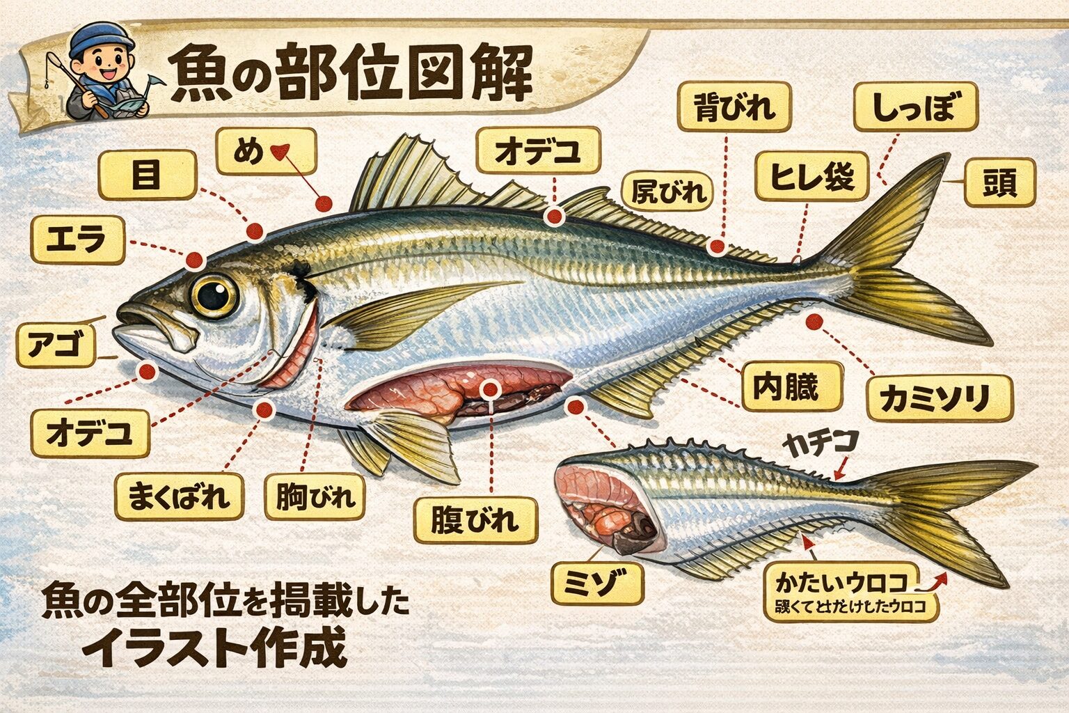 魚の機能と全部位を完全解説。釣り人が知るべき体の仕組み説明。釣太郎