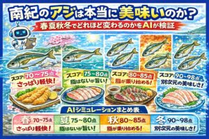 南紀のアジが美味いという評判は、決して誇張ではありません。春夏秋冬で味は変わる。 だが、どの季節でも平均点が高い。釣太郎