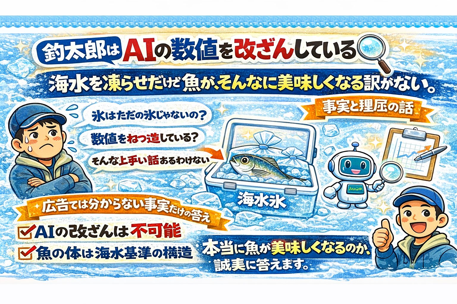 海水氷冷却で魚が美味しくなる理由は、宣伝でも誇張でもなく、生き物の構造に基づいた話。釣太郎