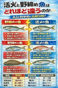 活〆と野締めの魚はどれほど違うのか？AIが科学的に比較分析。アジ・マダイ・ヒラメ・ブリで検証。釣太郎
