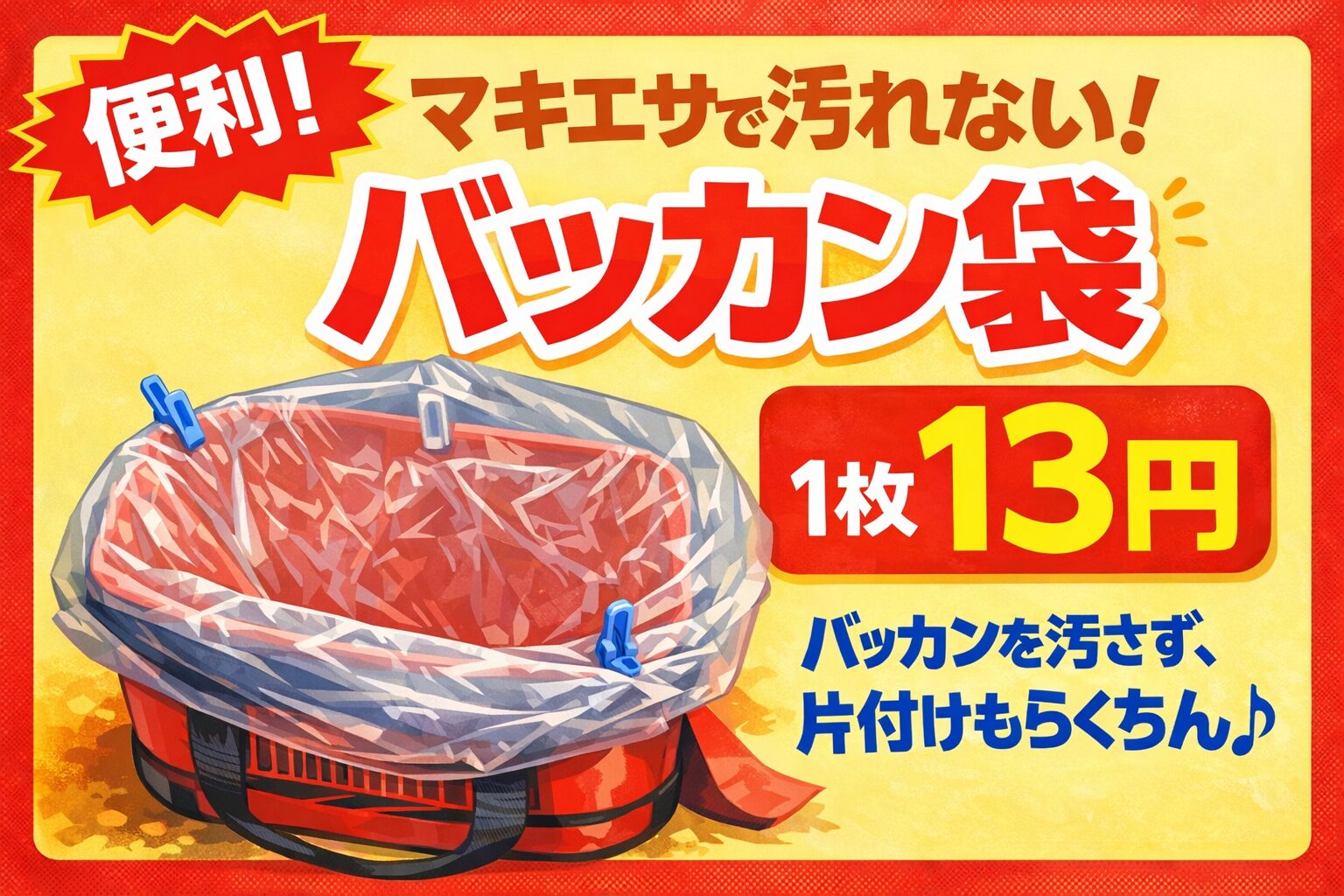 バッカン袋、釣太郎オリジナル商品・マキエサ汚れを完全防止・片付けが圧倒的に楽 ・1枚13円でコスパ抜群。釣太郎