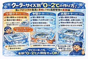 魚を美味しくするかどうかは、クーラーの価格でも、ブランドでもありません。サイズに合った「0〜2℃の作り方」を知っているかどうか。これだけです。釣太郎