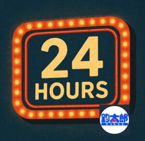 今夜小雨が降るかもしれませんが、24時間営業致します。釣太郎