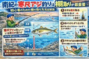 南紀の寒尺アジ釣りは ・遠投不要・高級仕掛け不要ですが棚取りだけは必須。釣太郎