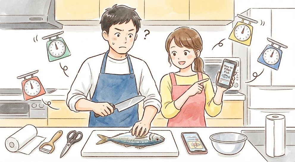魚をさばく時は、包丁を持つ前に、まずタオルを濡らしましょう。 このひと手間を惜しまないことが、上達への近道であり、指を守る最大の防御策。釣太郎