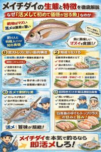 メイチダイは・活〆で初めて価値が出る・網物は評価対象外・生態を知るほど旨さが理解できる魚.釣太郎