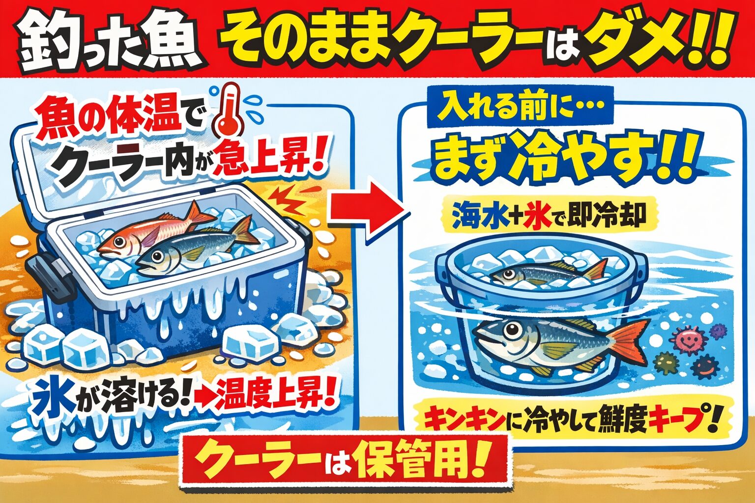 クーラーは「保管場所」であって「冷却装置」ではない。多くの釣り人が勘違いしています。釣太郎