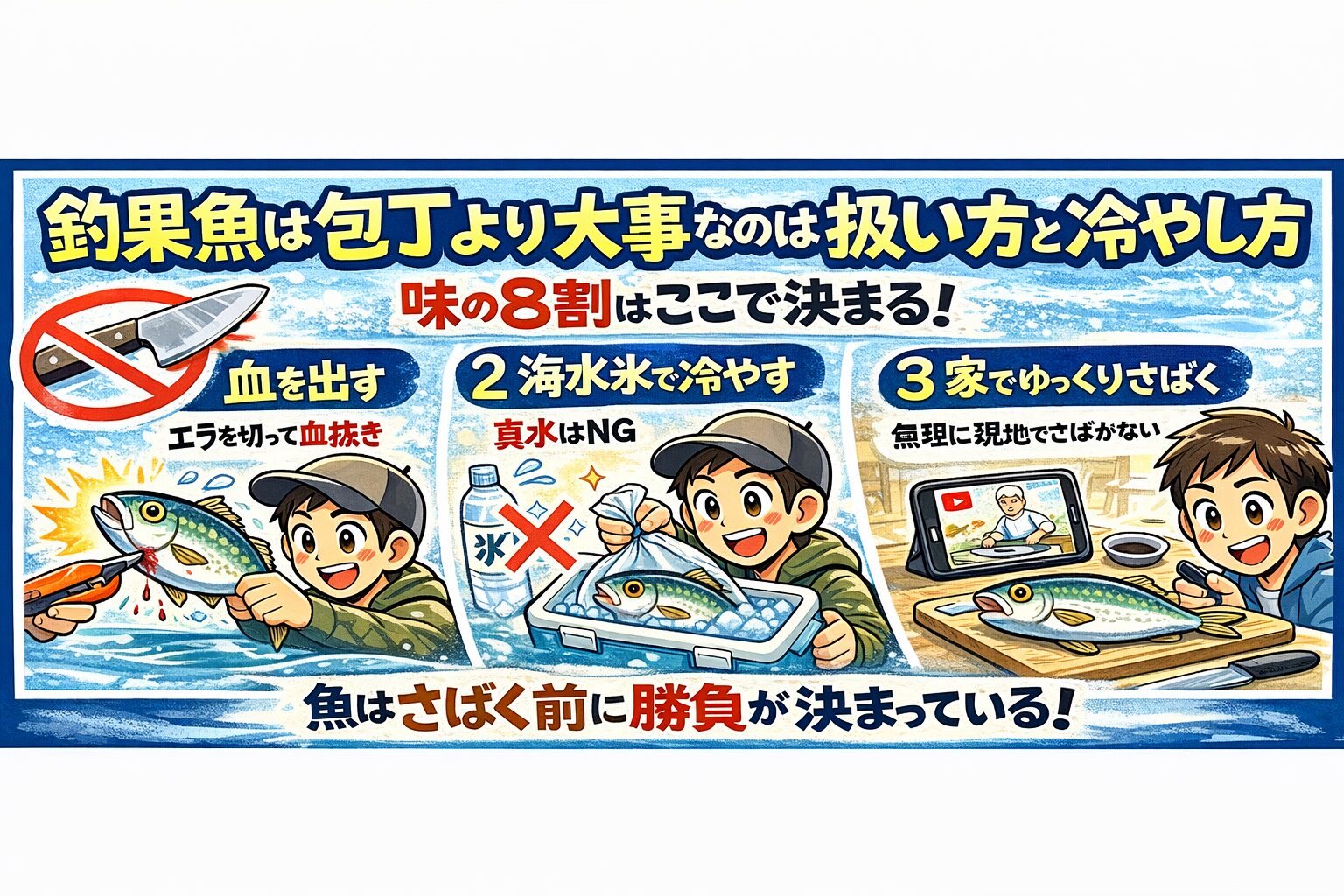 魚はさばく前に勝負がついている。包丁は最後。本当に大事なのは 釣った直後の一手。釣太郎