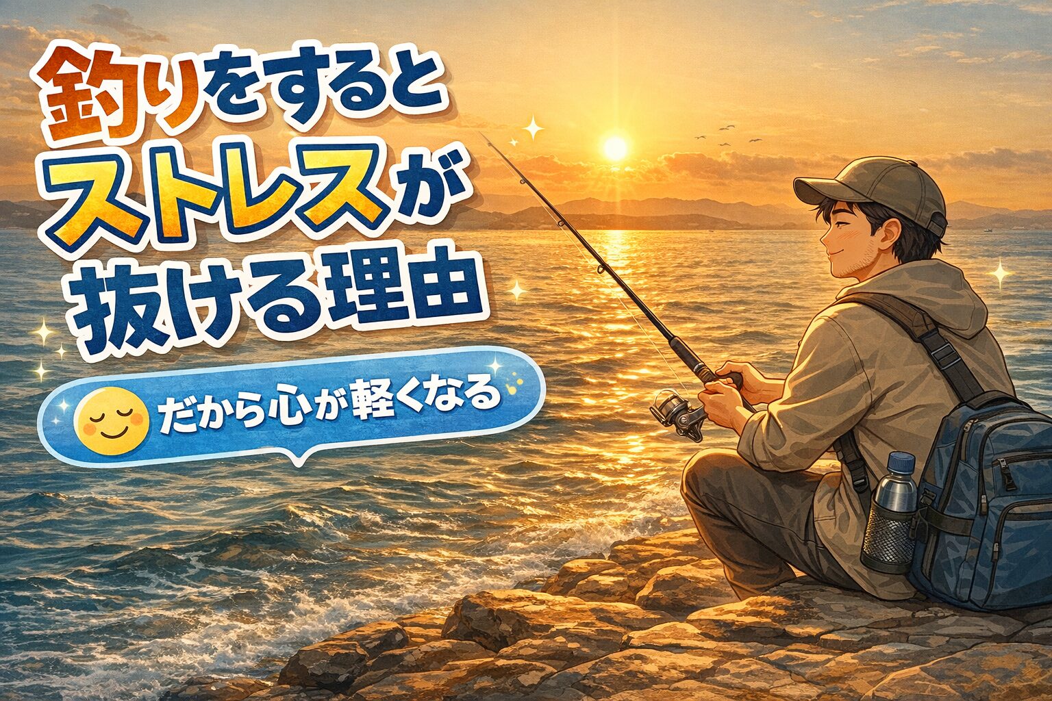 釣りをするとストレスが抜けるのは、今に集中できる・自然が自律神経を整える・評価から解放される・単純な行動が脳を休ませる。 これらが同時に起こる希少な行為だから。釣太郎