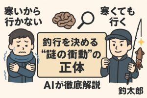 釣り人は“合理的ではなく、本能的”に動いている。寒いから行かない。寒くても行く。 この矛盾は、釣り人が“本能”と“期待”の間で揺れている証拠。釣太郎