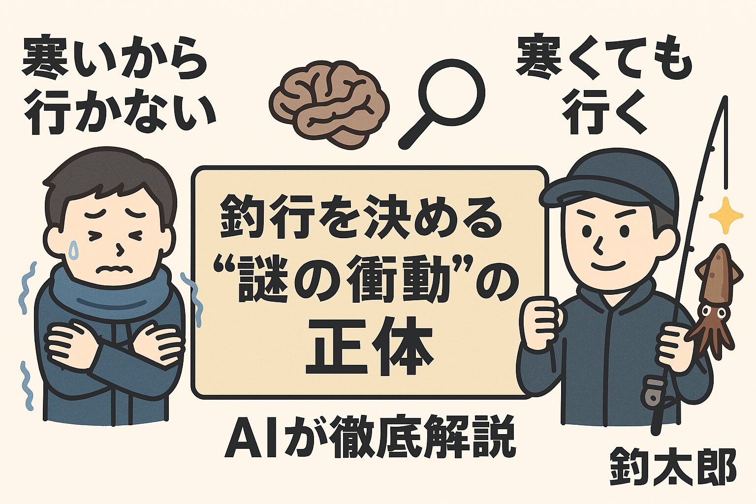 釣り人は“合理的ではなく、本能的”に動いている。寒いから行かない。寒くても行く。 この矛盾は、釣り人が“本能”と“期待”の間で揺れている証拠。釣太郎