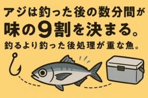 釣る技術よりも、釣った後の処理こそがアジの味を決める。数分の差が、刺身の感動を生むかどうかを左右します。釣太郎
