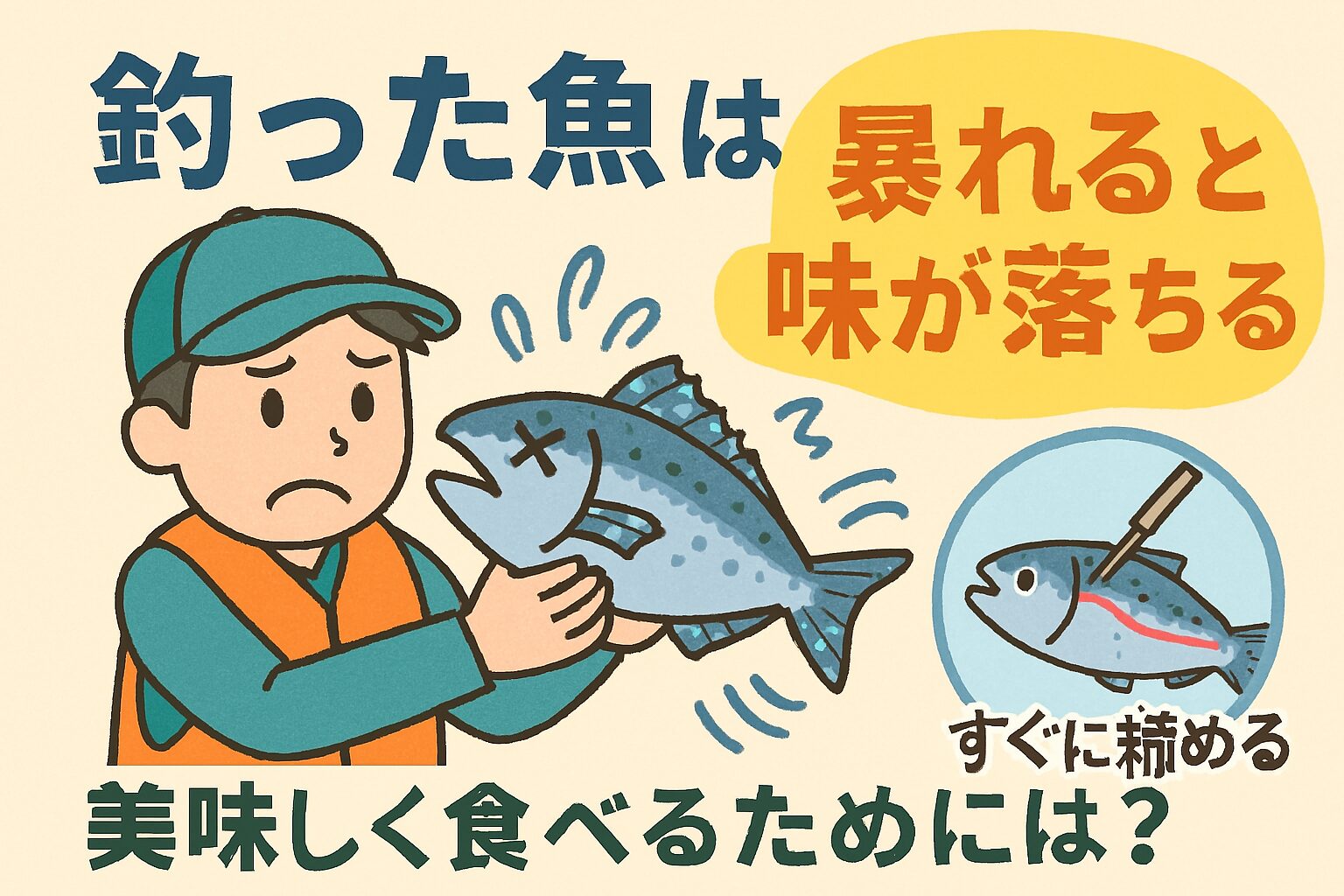 釣った魚を美味しく食べるためには、暴れさせないことが何より大切。そのためには、釣り上げたらすぐに脳締めと血抜きを行い、正しい手順で冷却しましょう。釣太郎
