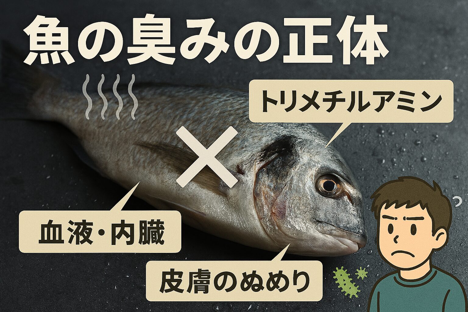 魚の臭みは「鮮度が落ちたから」だけではなく、化学的な変化や処理の仕方が大きく関係しています。釣太郎