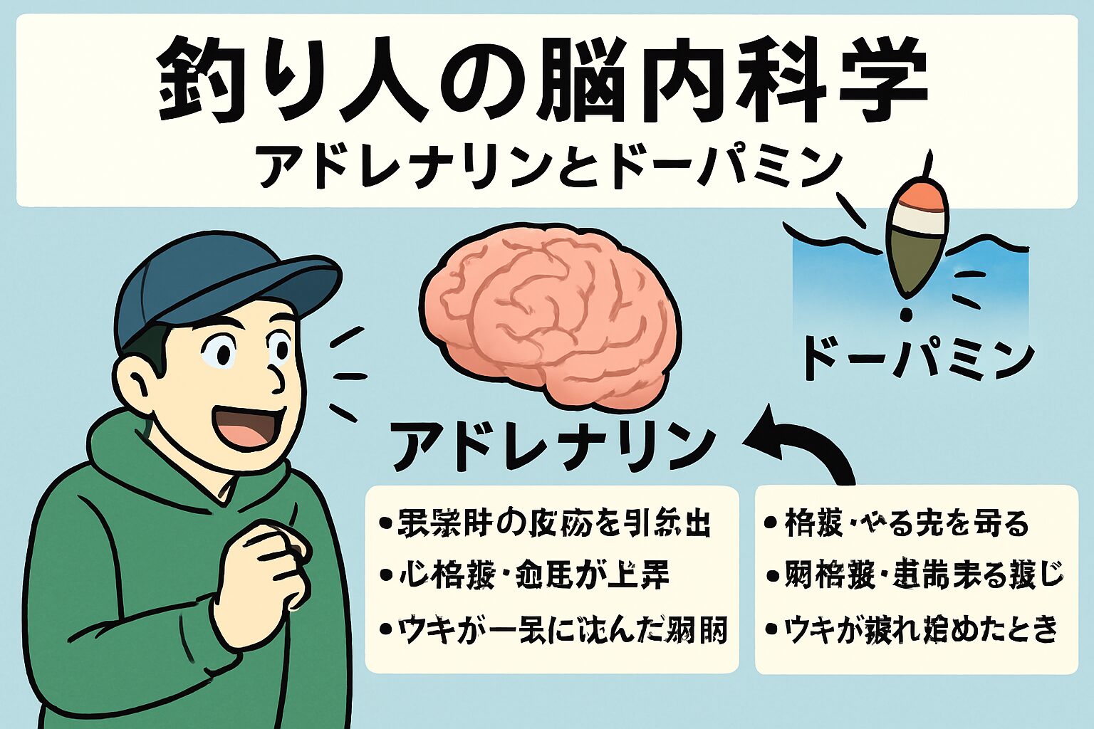 釣りの魅力は、魚が釣れることだけではありません。ウキが沈むまでの“過程”そのものが、脳にとってのご褒美なんです。釣太郎