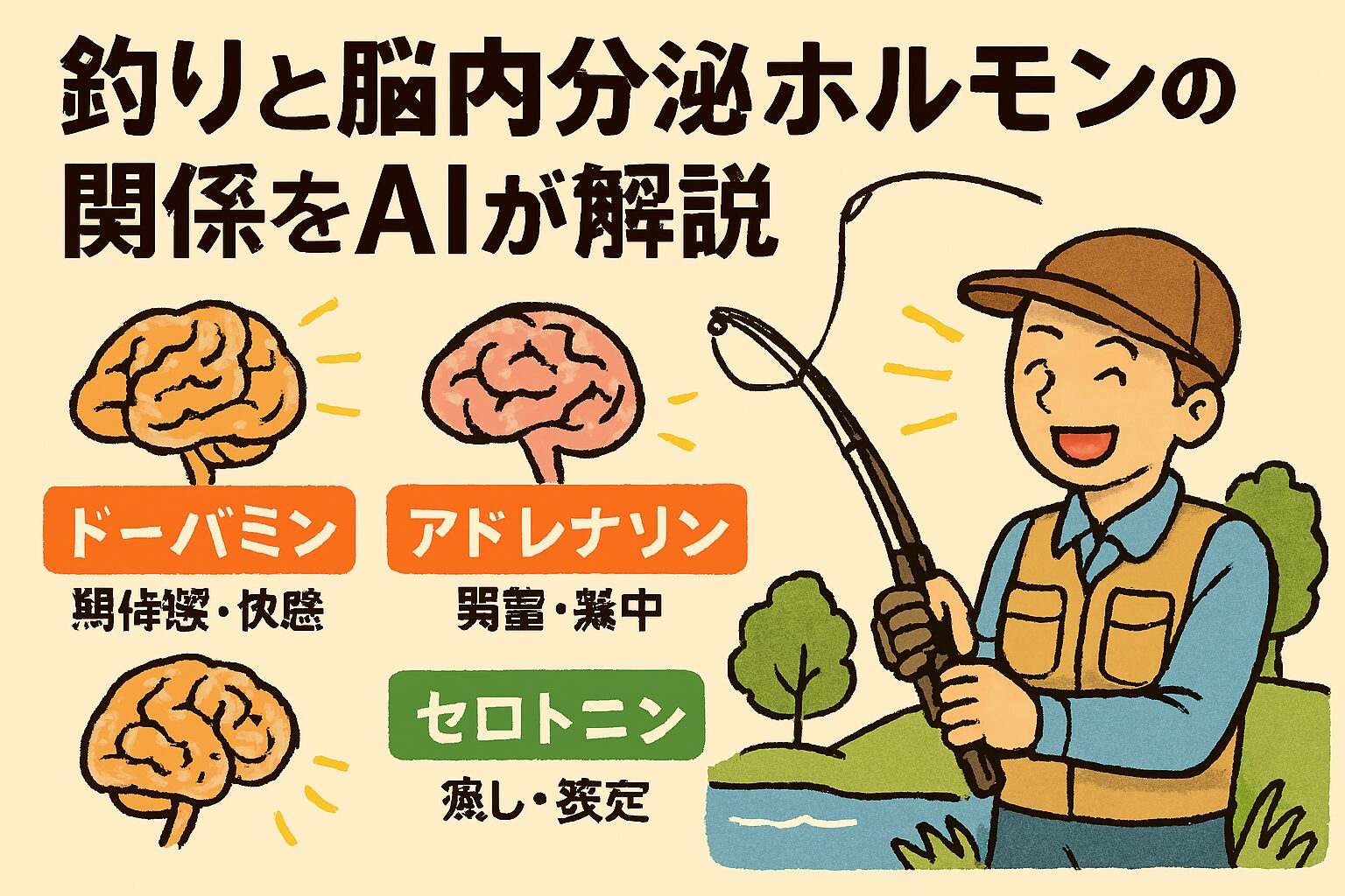 釣りは、科学的にも心と体に良い影響を与える趣味。自然の中で、静と動のリズムを感じながら、自分の脳と心を整える時間.釣太郎