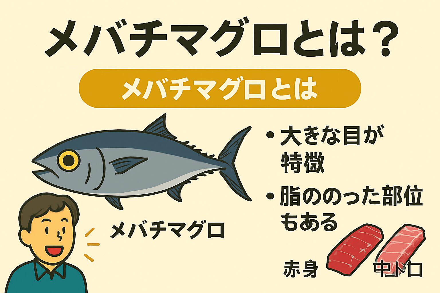 メバチマグロは、赤身の旨味・適度な脂・安定した価格で、 日常使いからおもてなし料理まで幅広く活躍するマグロ.釣太郎
