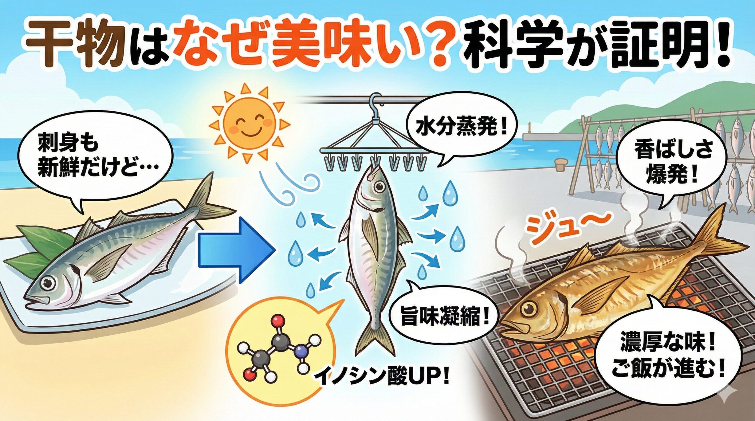 水分を抜き、酵素を働かせ、旨味をピークに持っていくための「高度な調理法」だから美味しい。釣太郎