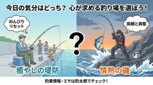 【心理戦】「磯」の緊張感か、「堤防」の癒やしか。今日のあなたはどっち派？釣太郎