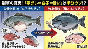 「寒グレ＝白子＝旨い」は、白子単品なら正解。濃厚な珍味を楽しみたいなら：お腹パンパンの白子入りを狙う。釣太郎