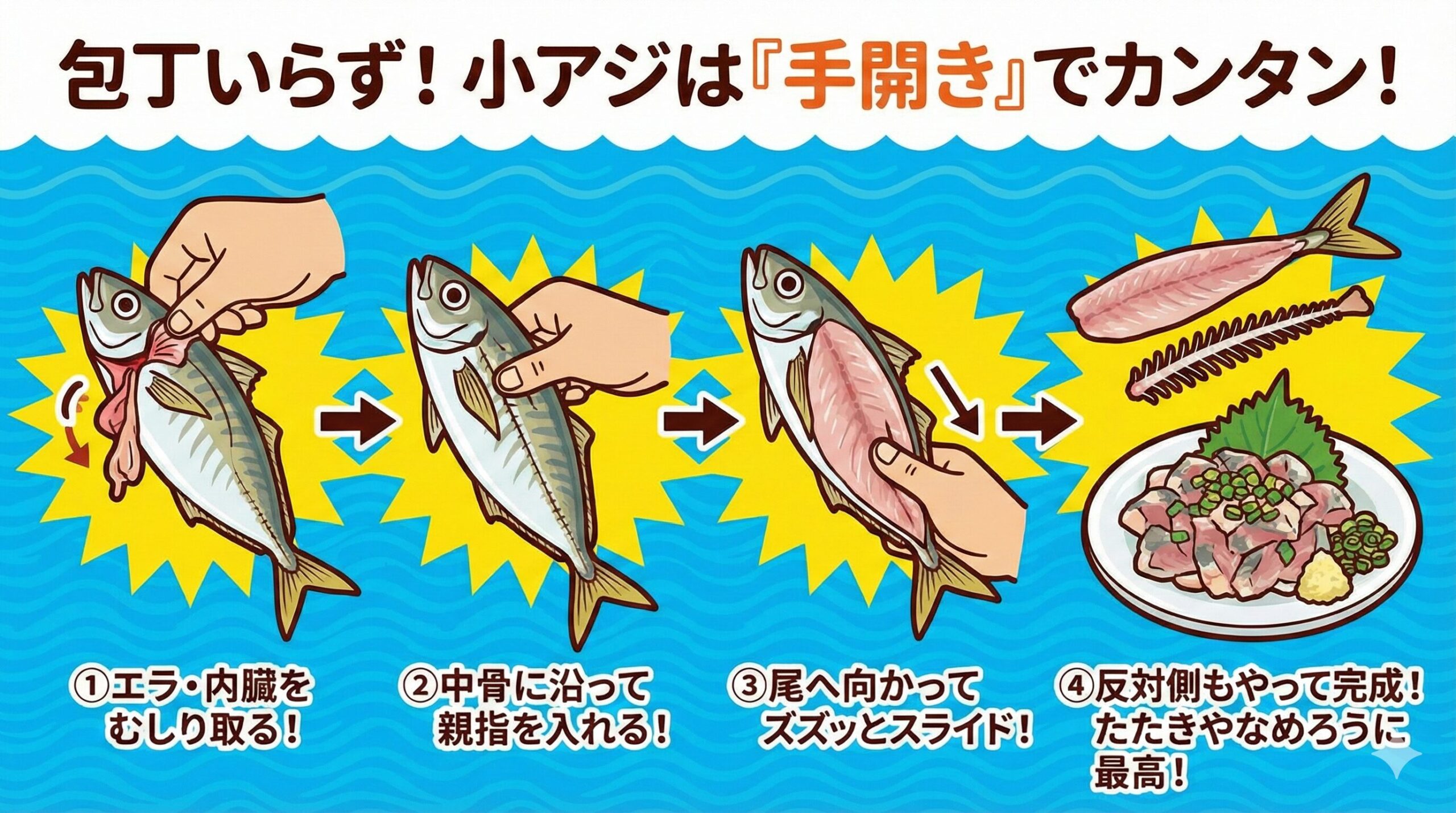 サイズに合わせた食べ方で、アジを余すことなく楽しもう.釣太郎
