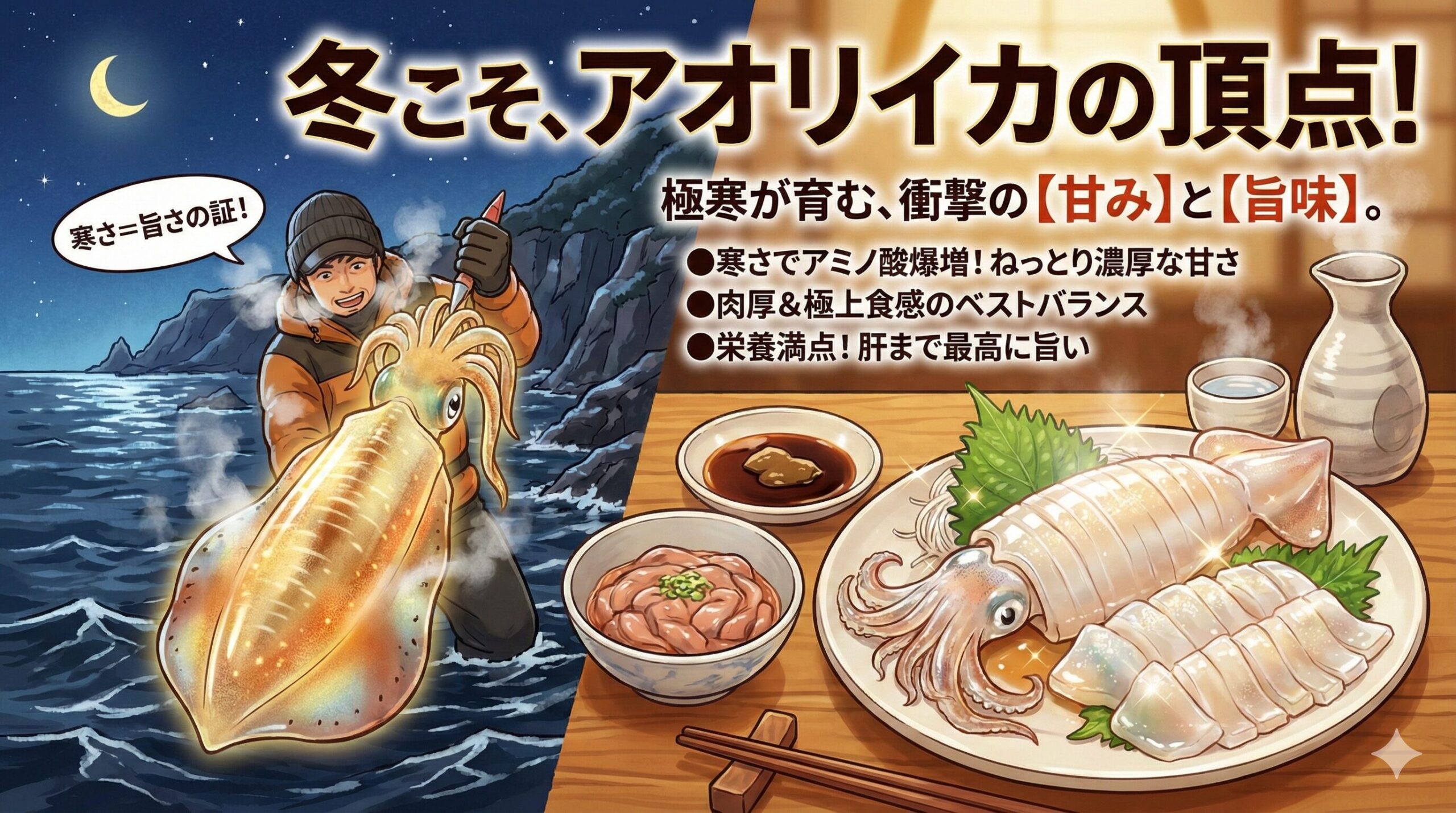 【冬こそ真の旬】アオリイカの「甘み」と「旨味」が最強になる。釣太郎