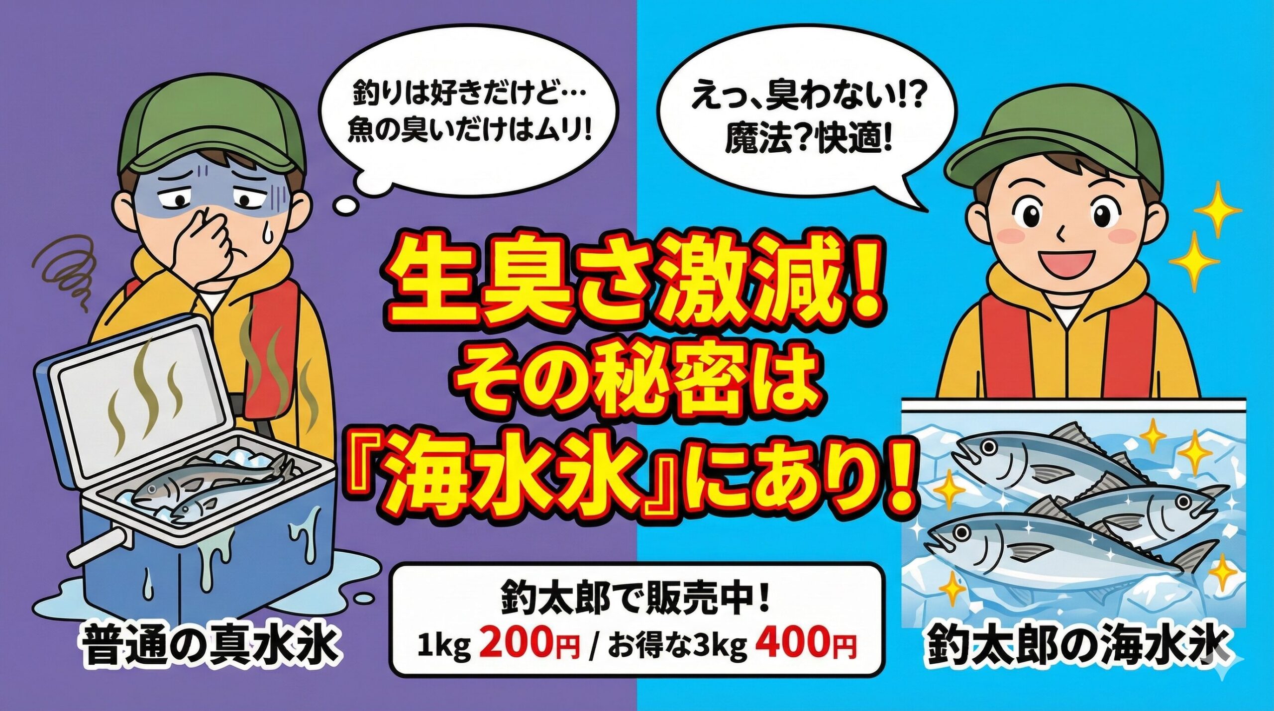 【釣り人の悩み】魚の「生臭さ」が苦手なあなたへ。真水をやめて「海水氷」にするだけで、あの臭いが激減。釣太郎