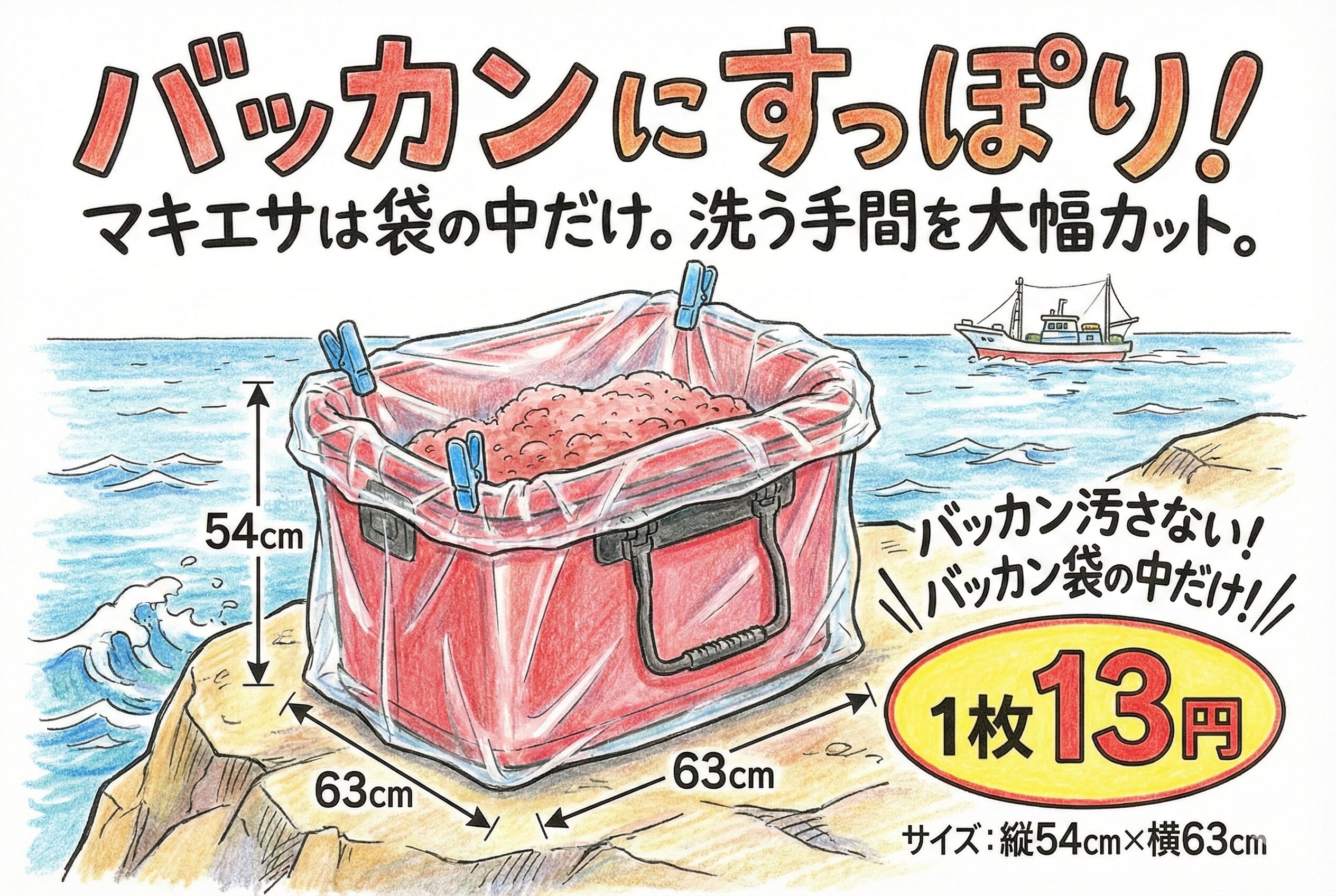 バッカン袋は、バッカンを汚さない・洗う手間を減らす・釣行後が楽になる。たったそれだけですが、一度使うと「無いと困る」存在になります。釣太郎