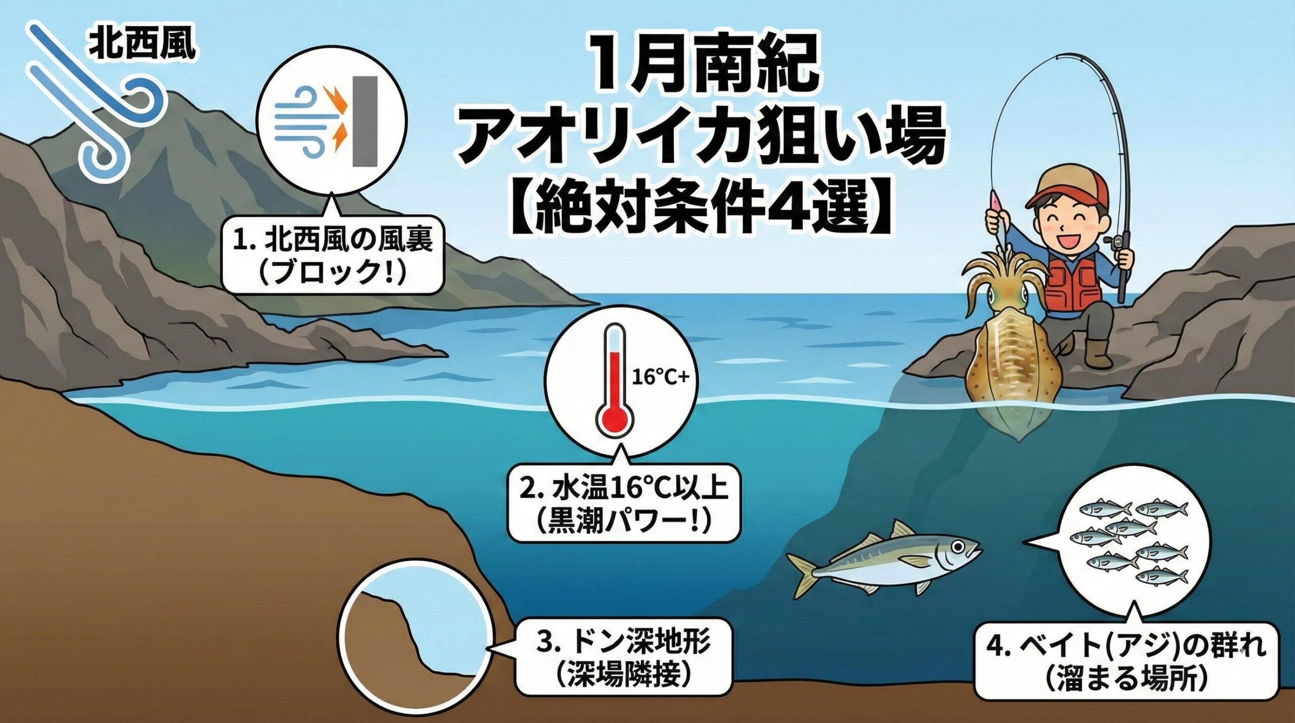 【南紀版】1月にアオリイカを釣るための「4つの絶対条件」。釣太郎