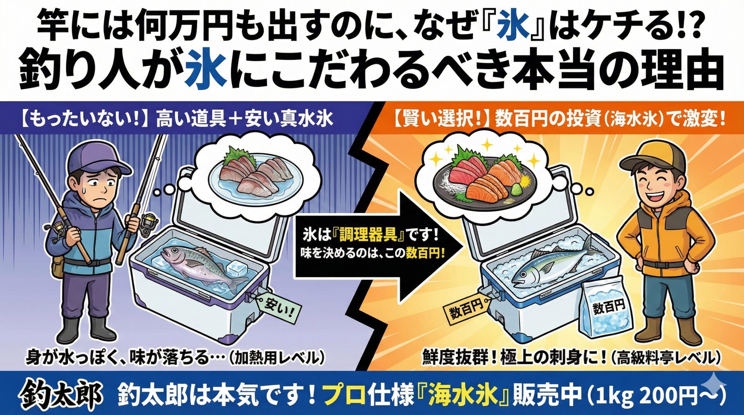 氷は「保冷剤」ではなく「調理器具」である・海水氷は魚を美味しく食べる器具。釣太郎