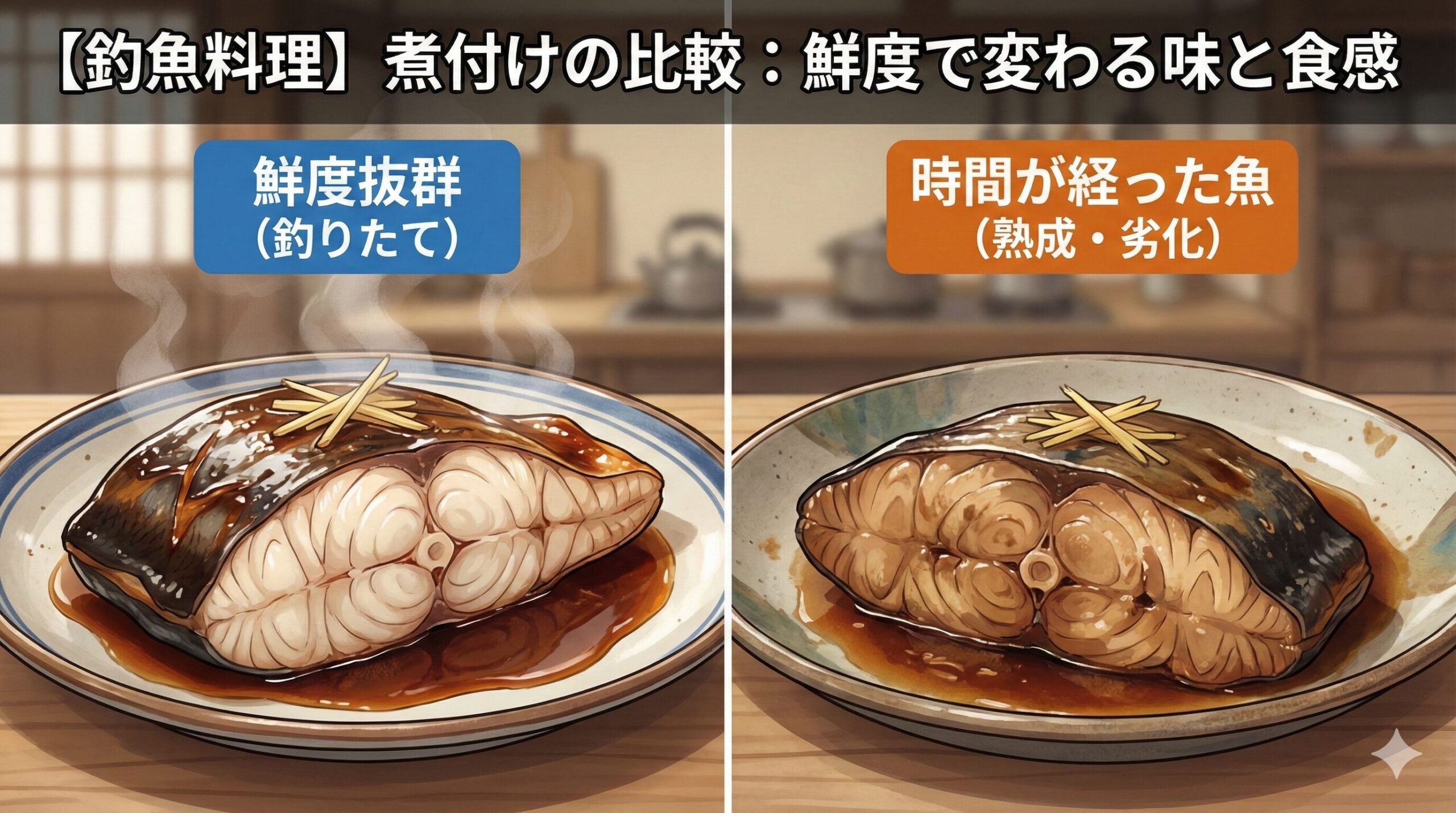 鮮度に合わせて「煮方」を変えるのが釣り人の腕。魚煮つけは「味が染みていない」というのは失敗ではなく、新鮮な魚である証拠。釣太郎