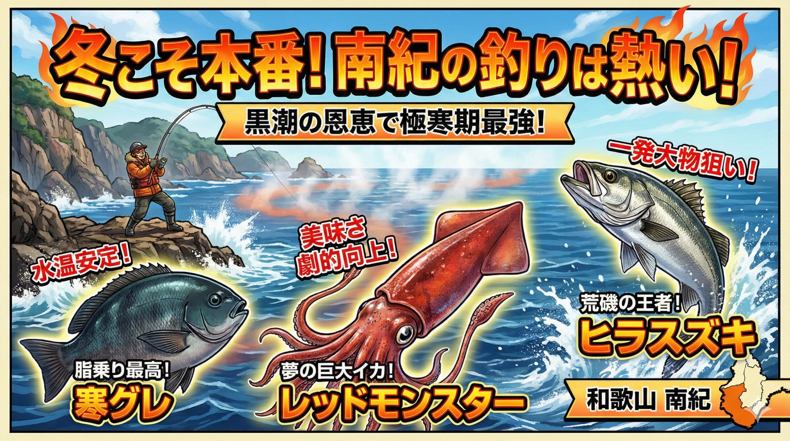 寒いから釣りは春まで休みと考えているなら、あまりにも勿体無い話です。 冬の南紀には、他の季節にはない「一発大物」の夢と、感動的な「食」があります。釣太郎