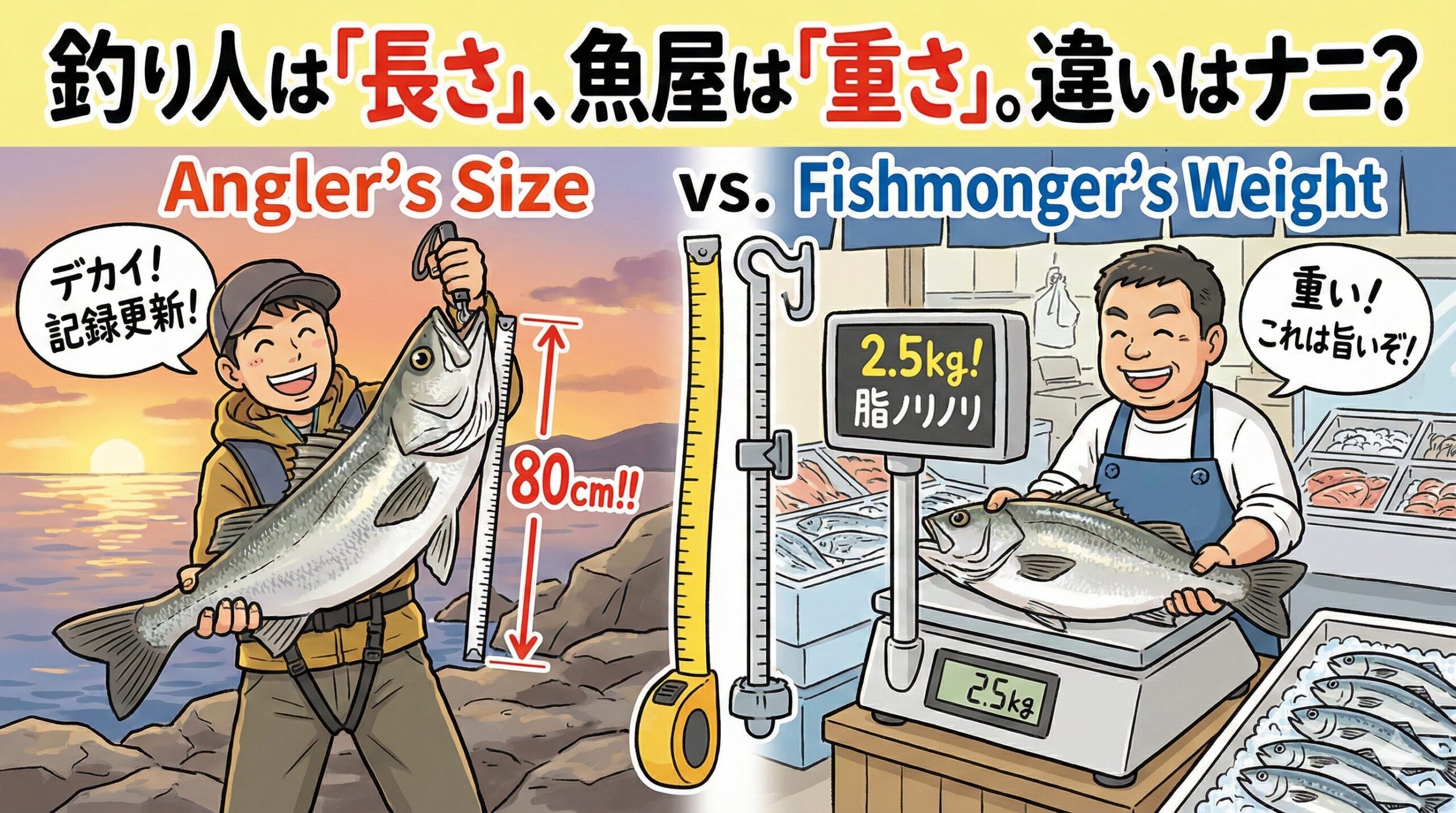 魚の価値は「長さ」か「重さ」か？釣り人と魚屋の決定的な視点の違い。釣太郎