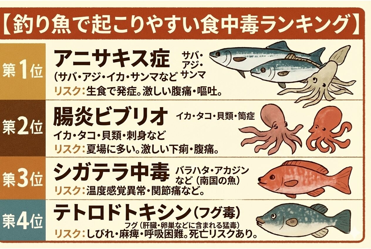 【釣り人必見】釣り魚で起こりやすい食中毒ランキングと予防法。釣太郎