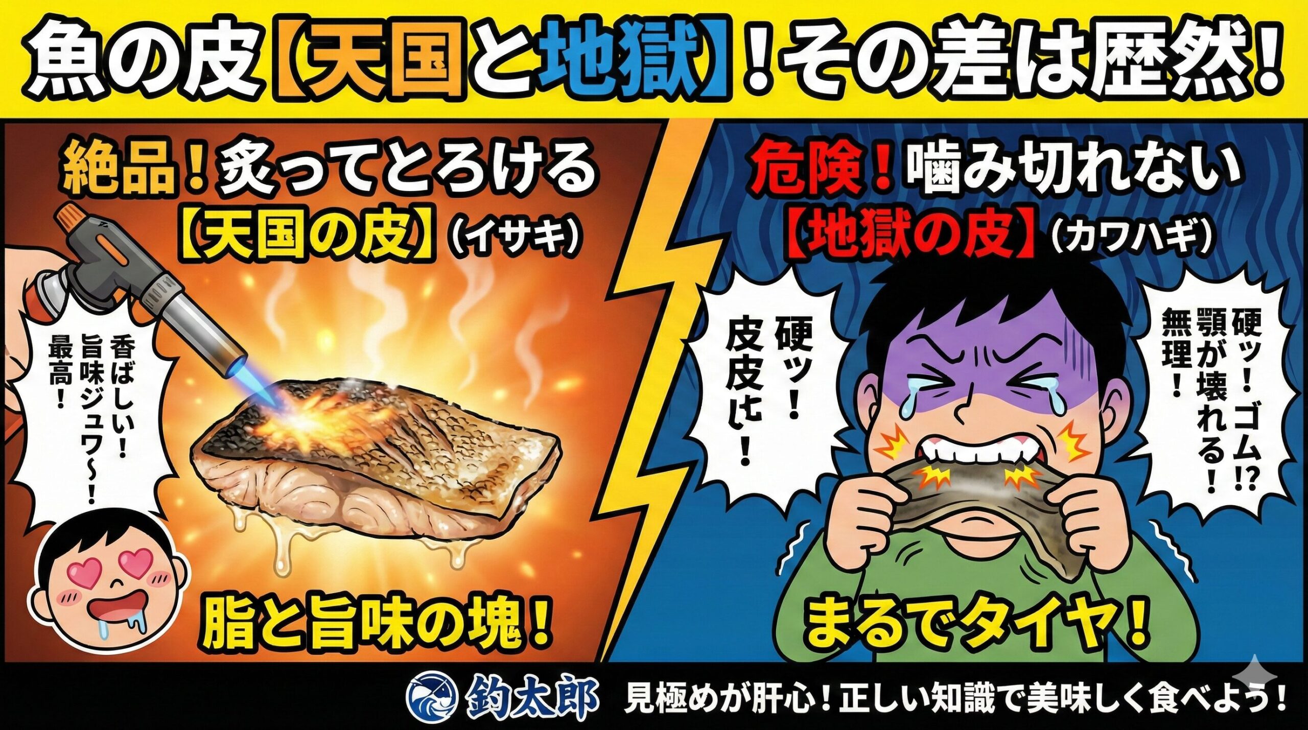 魚の皮には「食べてこそ本領発揮する絶品」と、「食べると料理を台無しにする廃棄物」の2種類が明確に存在します。釣太郎