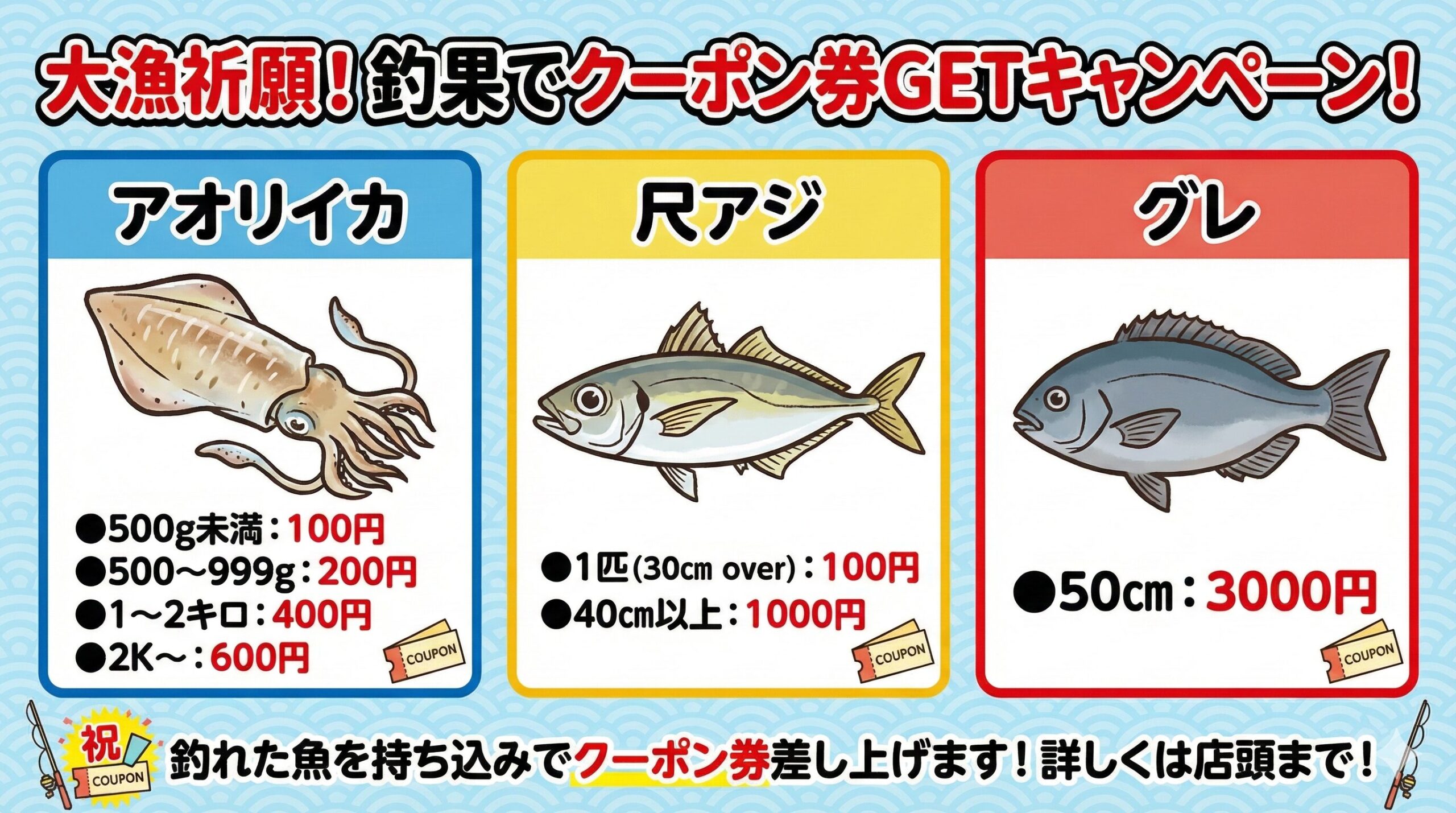 【南紀の釣り人集まれ！】釣果持ち込みで最大3000円クーポンGET！大漁祈願キャンペーン開催中。釣太郎