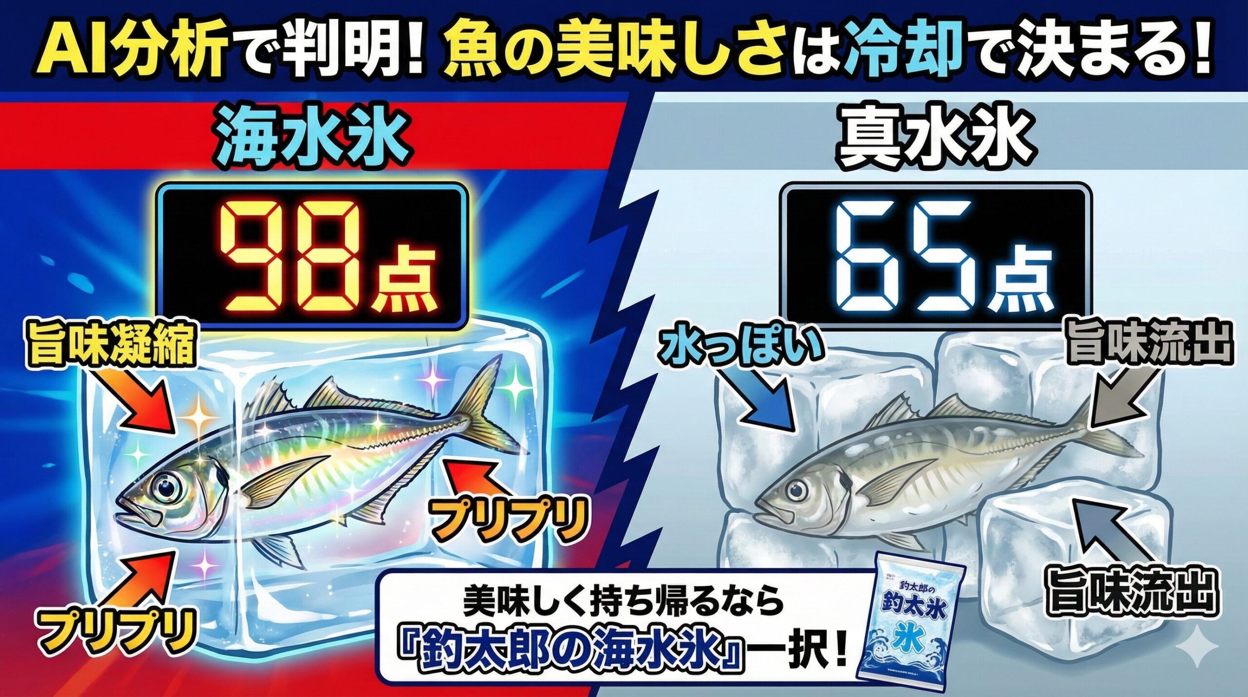 【海水氷】魚の鮮度、同じ氷で「98点vs65点」の大差！せっかくの釣果をドブに捨てない最強冷却術。釣太郎