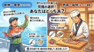 魚の刺し身、「新鮮＝食感」を楽しむもの。 「熟成＝旨味」を味わうもの。釣太郎