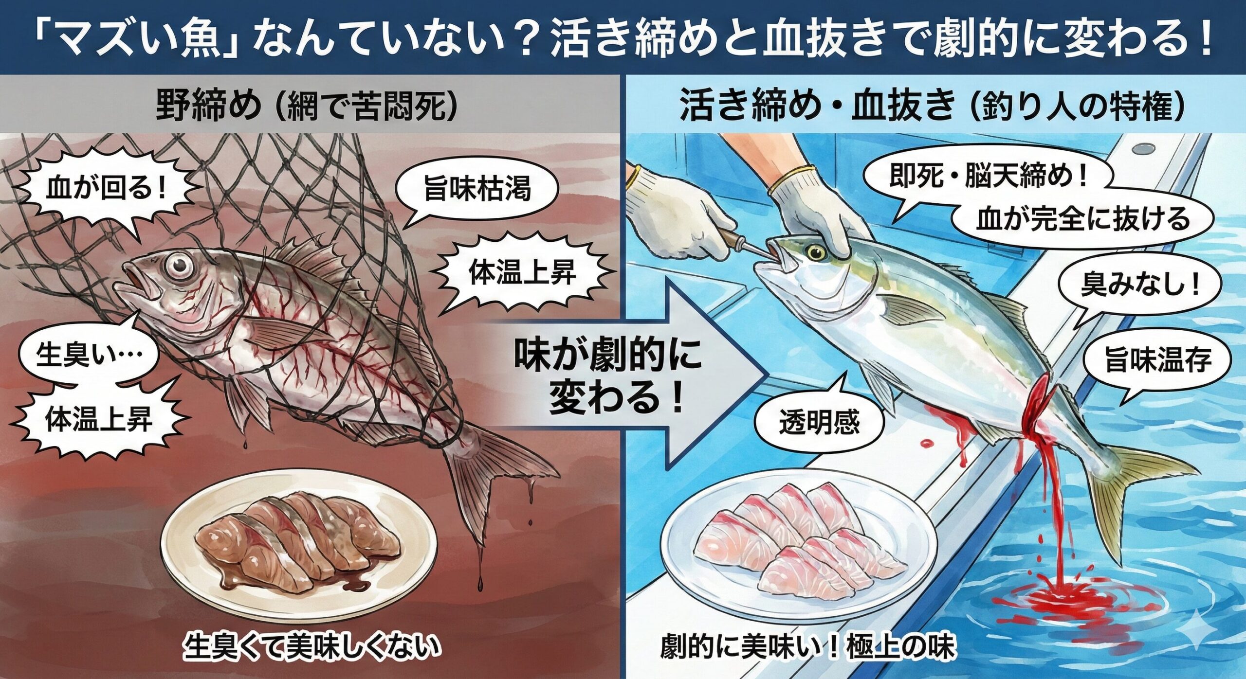 【釣り人の特権】「マズい魚」なんていない？活き締めと血抜きで劇的に変わる魚の真実。釣太郎