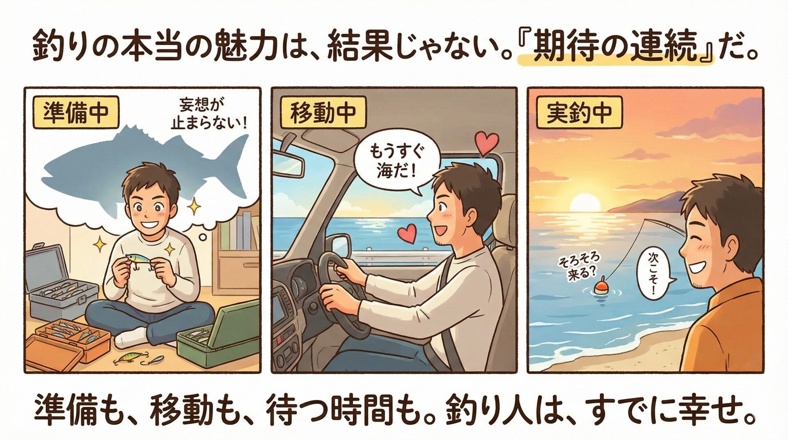 釣り人は人生を楽しむ天才。「釣り人は、すでに釣る前から幸せになっている」釣太郎