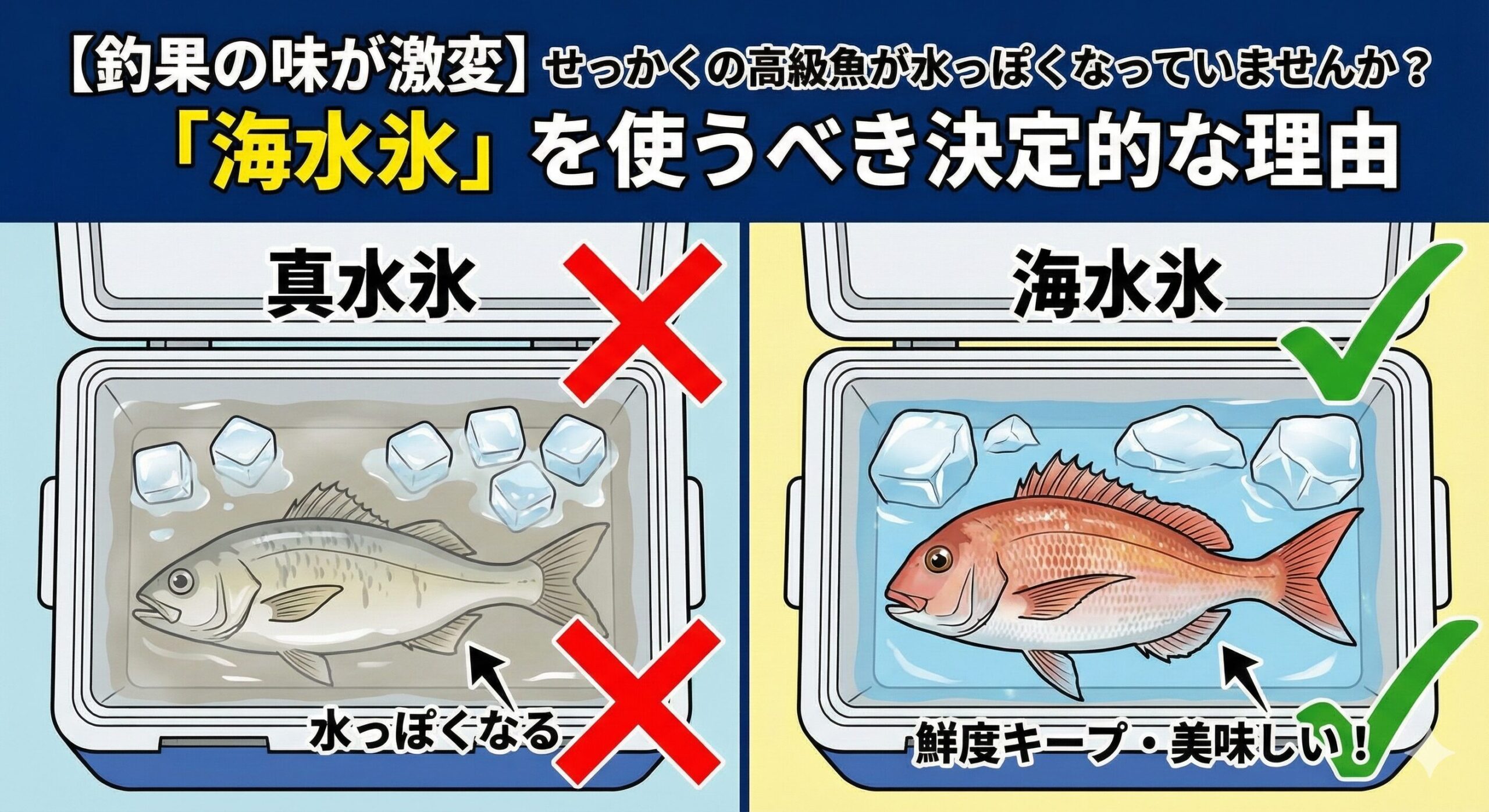 【釣果の味が激変】せっかくの高級魚が水っぽくなっていませんか？「海水氷」を使うべき決定的な理由.釣太郎