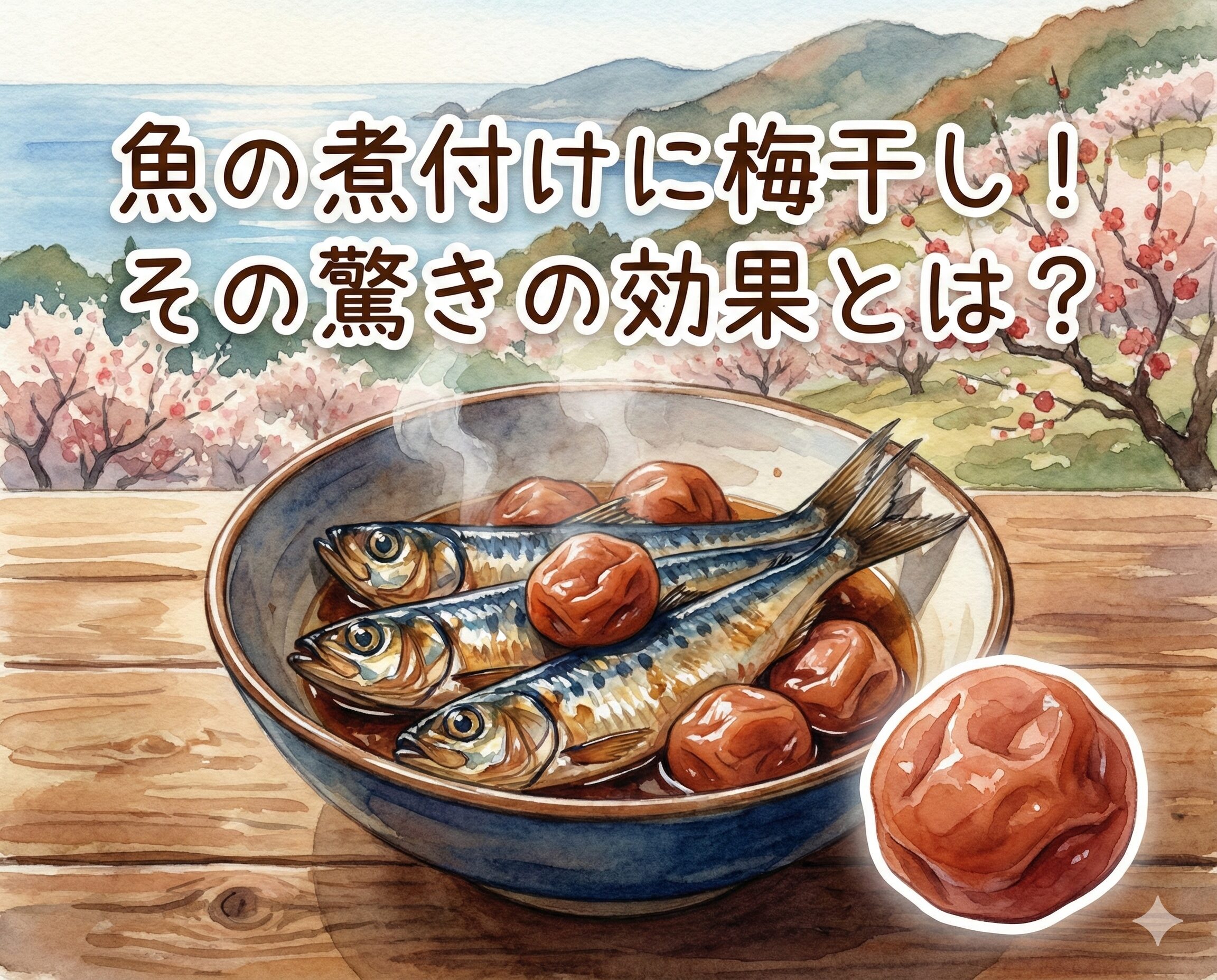 魚煮つけと梅干し。含まれるクエン酸やベンズアルデヒドには、強い殺菌・防腐効果があります。釣太郎