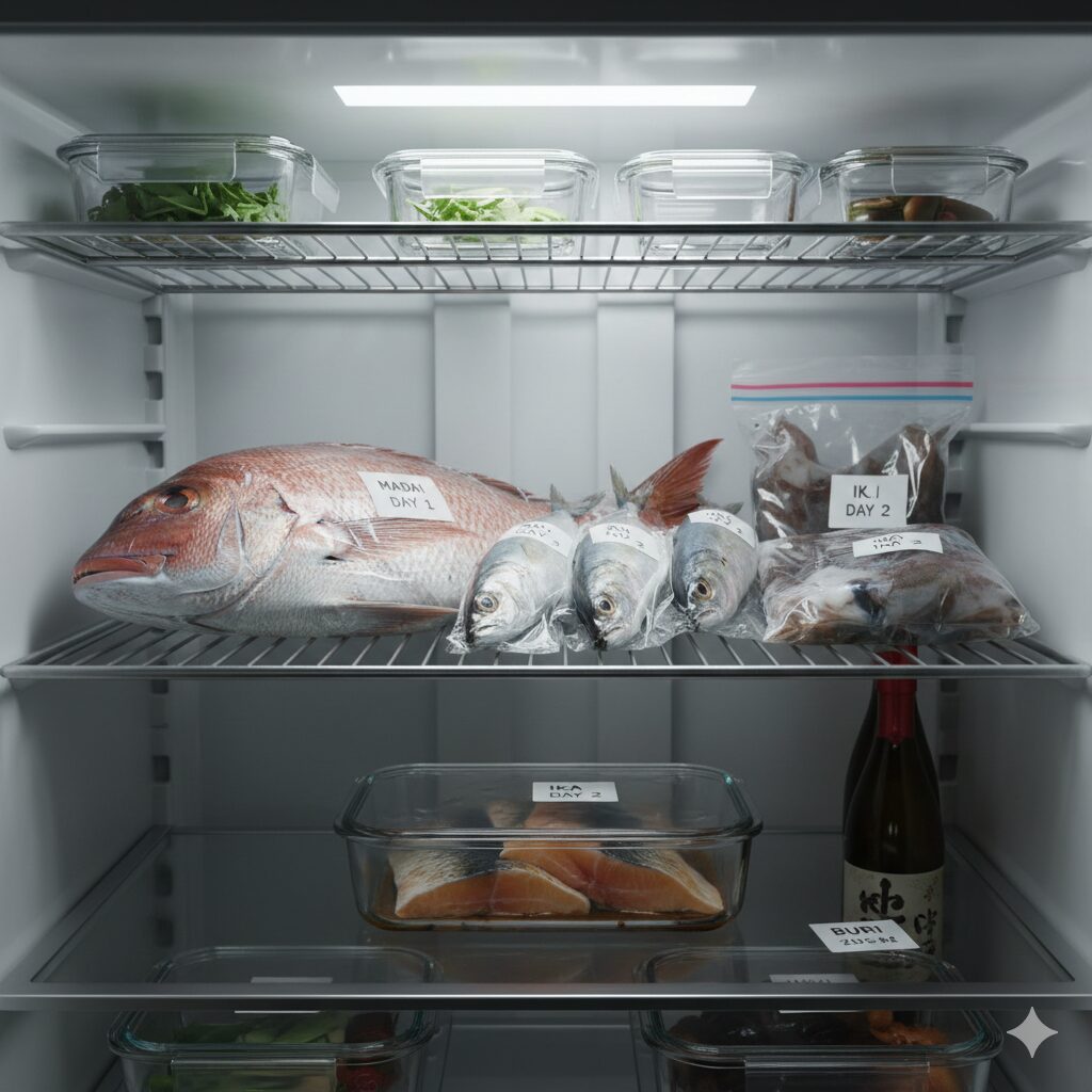 釣った魚の保存期間の目安。魚の種類や状態によりますが、目安は 白身魚 3日〜5日程度。青物（アジ、サバ、ブリなど）： 2日〜3日程度。イカ類： 2日〜3日程度。釣太郎