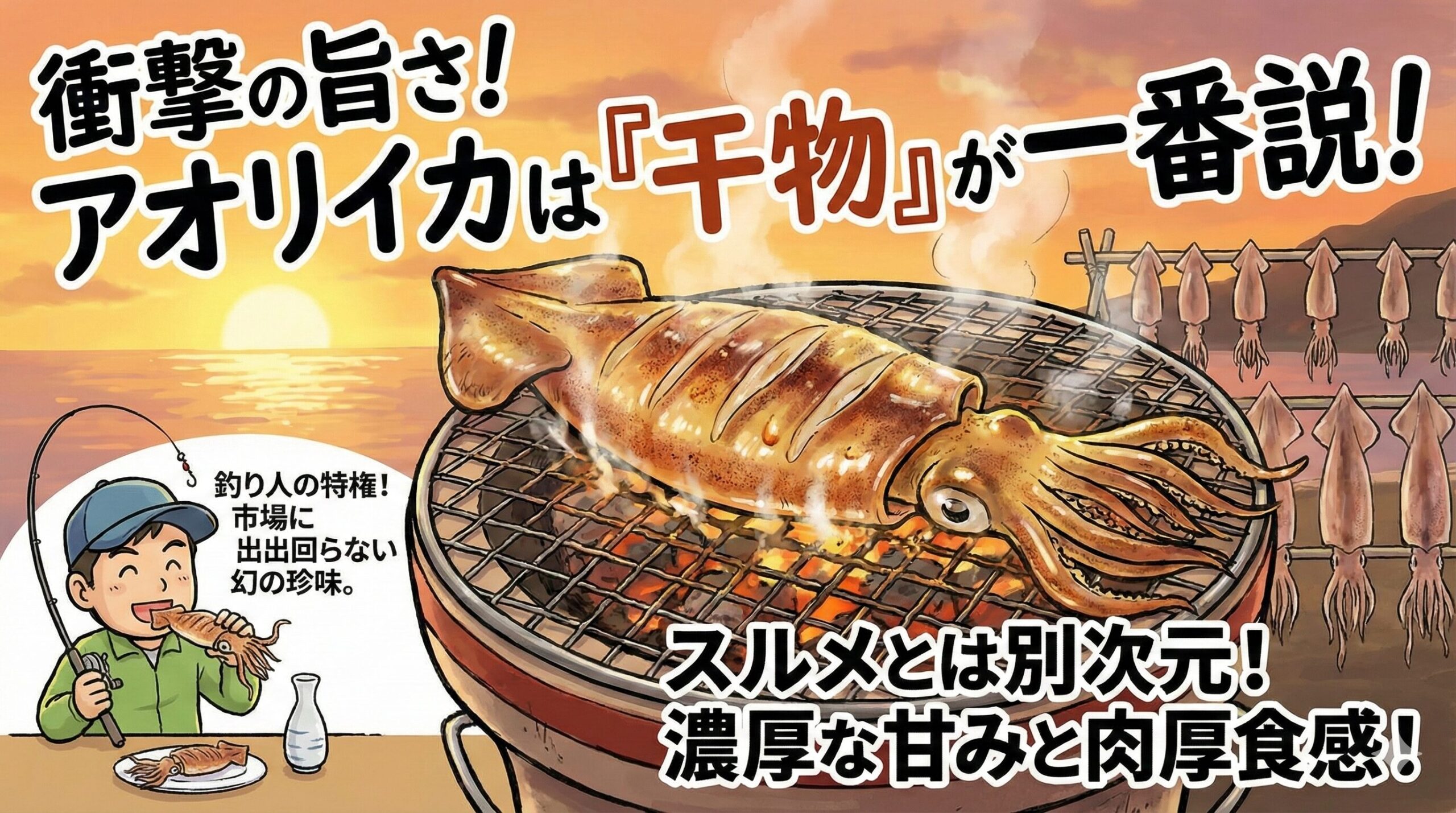 アオリイカは刺身より干物が旨い。釣太郎