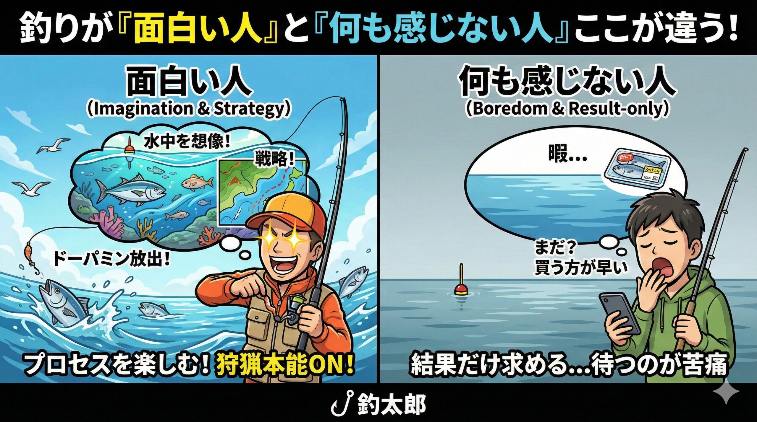 釣りを面白いと感じる人とそうでない人の違いは、「忍耐力」ではなく、「想像力」と「攻略心」の差。釣太郎