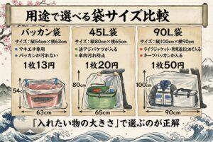汚れと臭いは持ち込まない。楽しい釣りの思い出だけを持ち帰り、汚れと臭いはこの袋に閉じ込めましょう。釣太郎