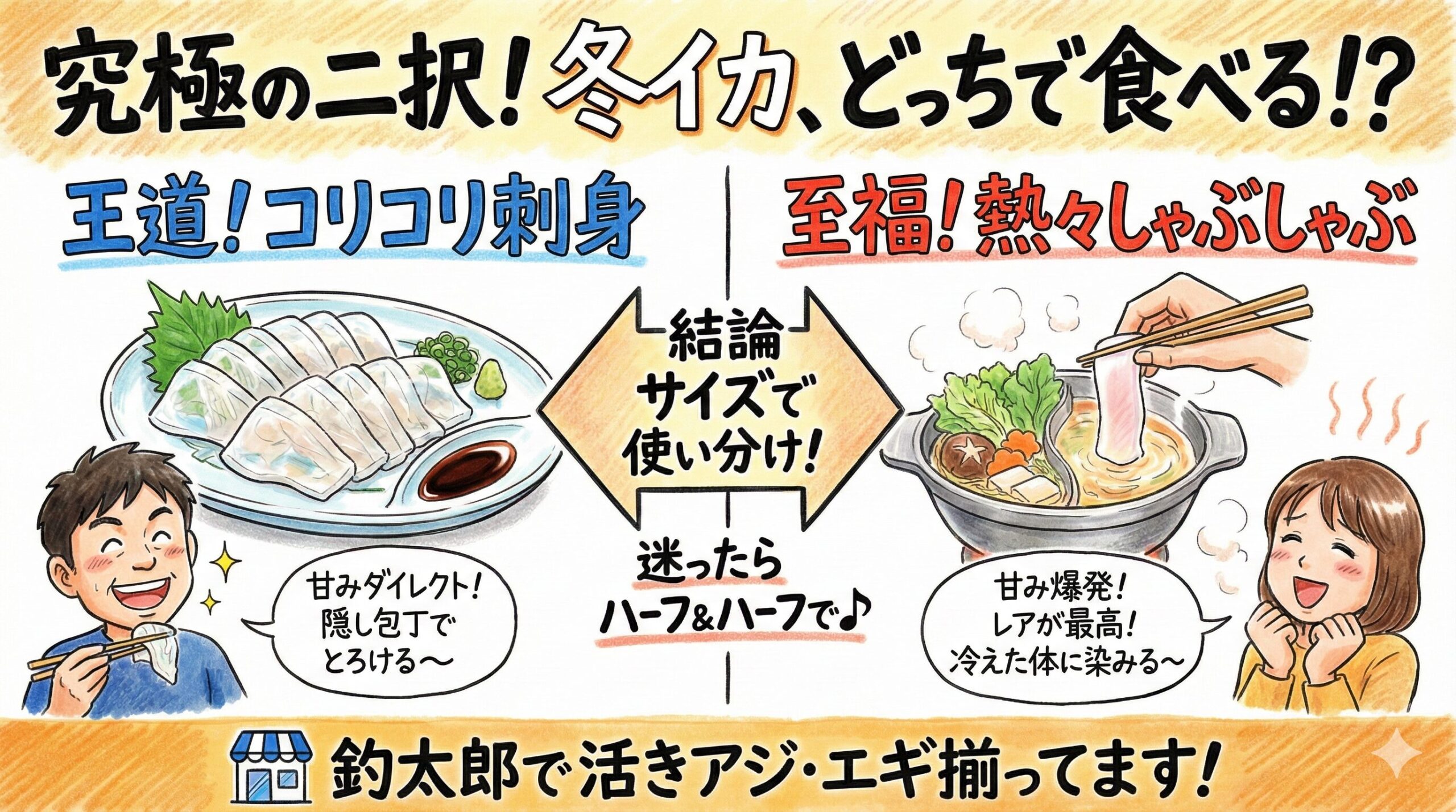 【究極の二択】冬のアオリイカは「刺身」か「しゃぶしゃぶ」か？釣り人が教える一番美味しい食べ方。釣太郎