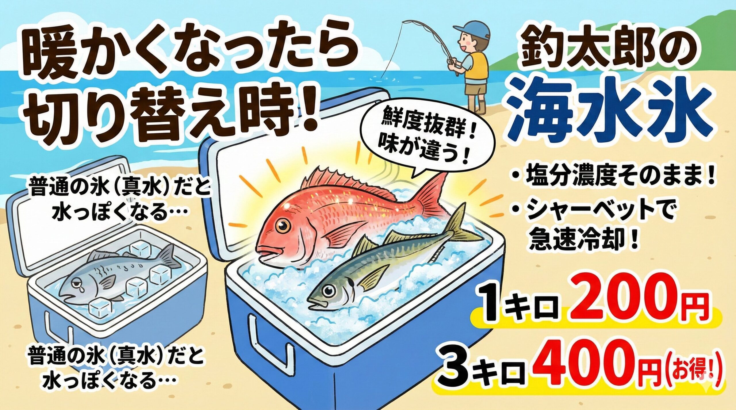 【鮮度抜群】暖かくなったら「海水氷」へ！釣った魚の味が劇的に変わるプロの技。釣太郎