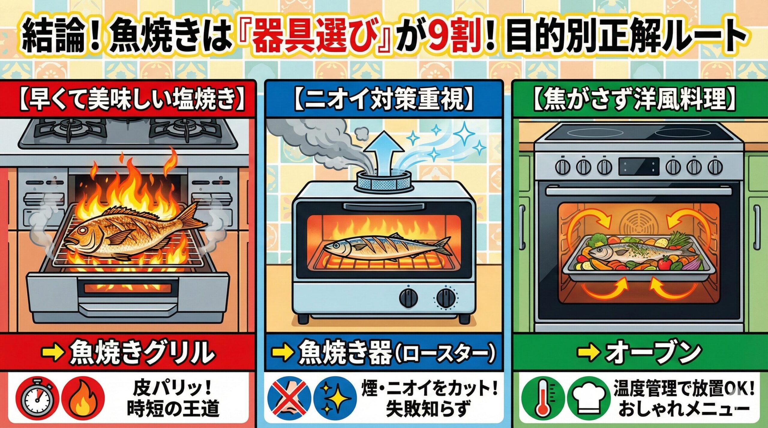 魚を焼くならどれ？グリル・魚焼き器・オーブンの究極の使い分け術！釣太郎